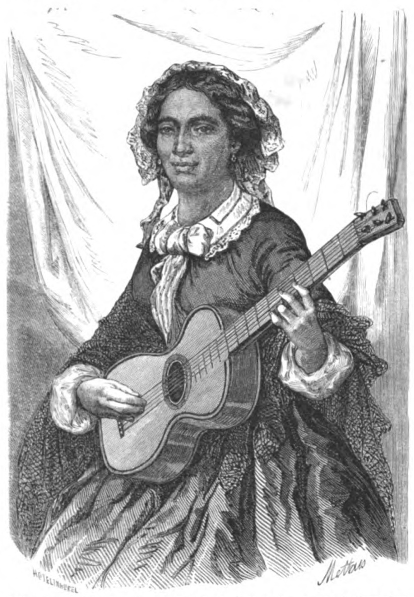 Gravure représentant Célimène tenant une guitare