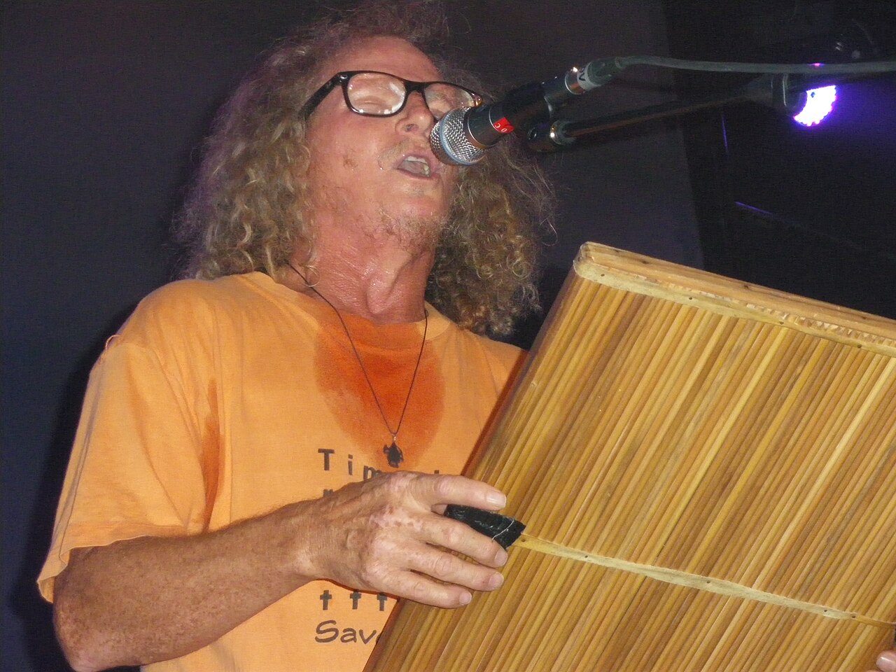 Danyèl Waro chantant sur scène lors d’un concert à Toulouse en 2009