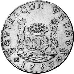 Piastre, pièce de 8 réaux de 1759